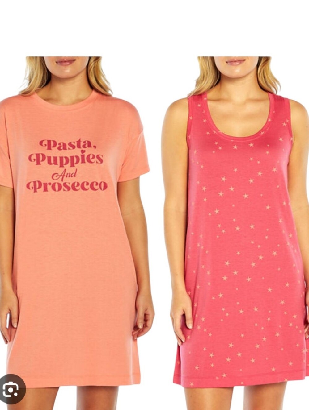 WILDFOX WOMEN'S PASTA PUPPIES AND PROSECCO SLEEP DRESS 2-PACK SIZE L